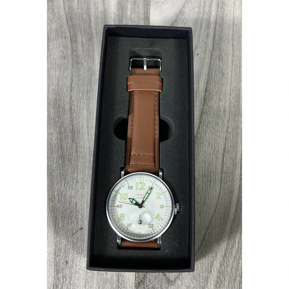 Elevon Von Braun Leather-Band Watch w/Date - ELE112-1 RARE‎